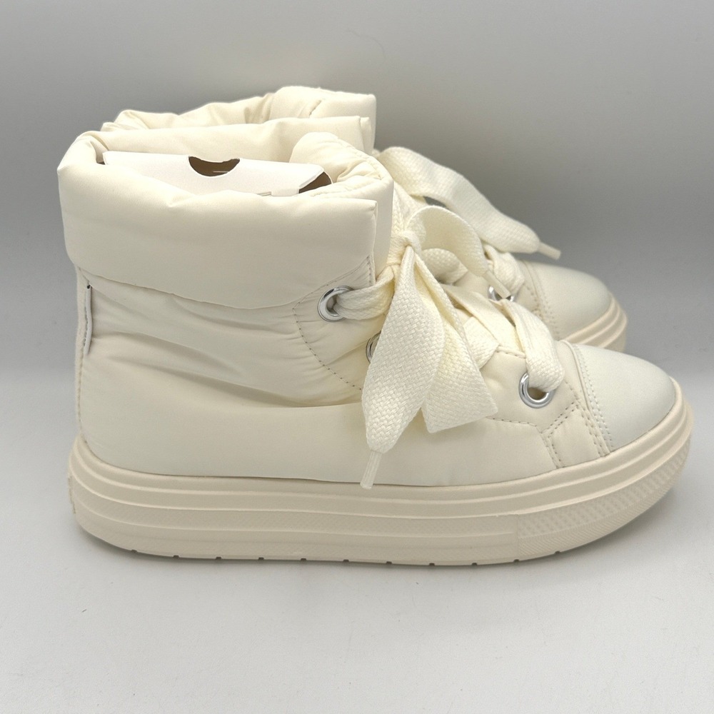 Converse Elements Boot Mid Womens 9 Egret White Puffer Water Repellent A17642C